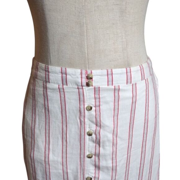 American Eagle White and Red Striped Split Front Maxi Skirt - Picture 2 of 6